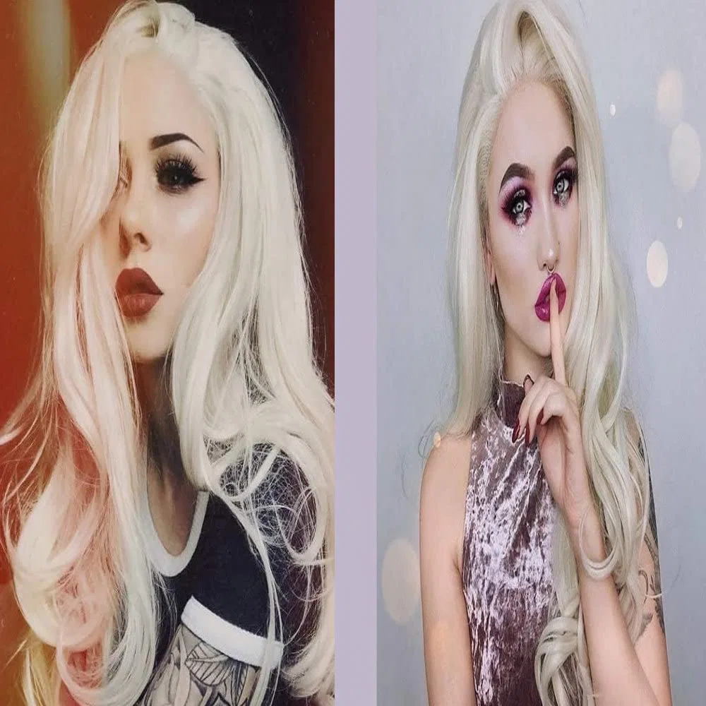 Женский белый блонд парик на кружевной основе Rainahair, Weißblond — фото 4