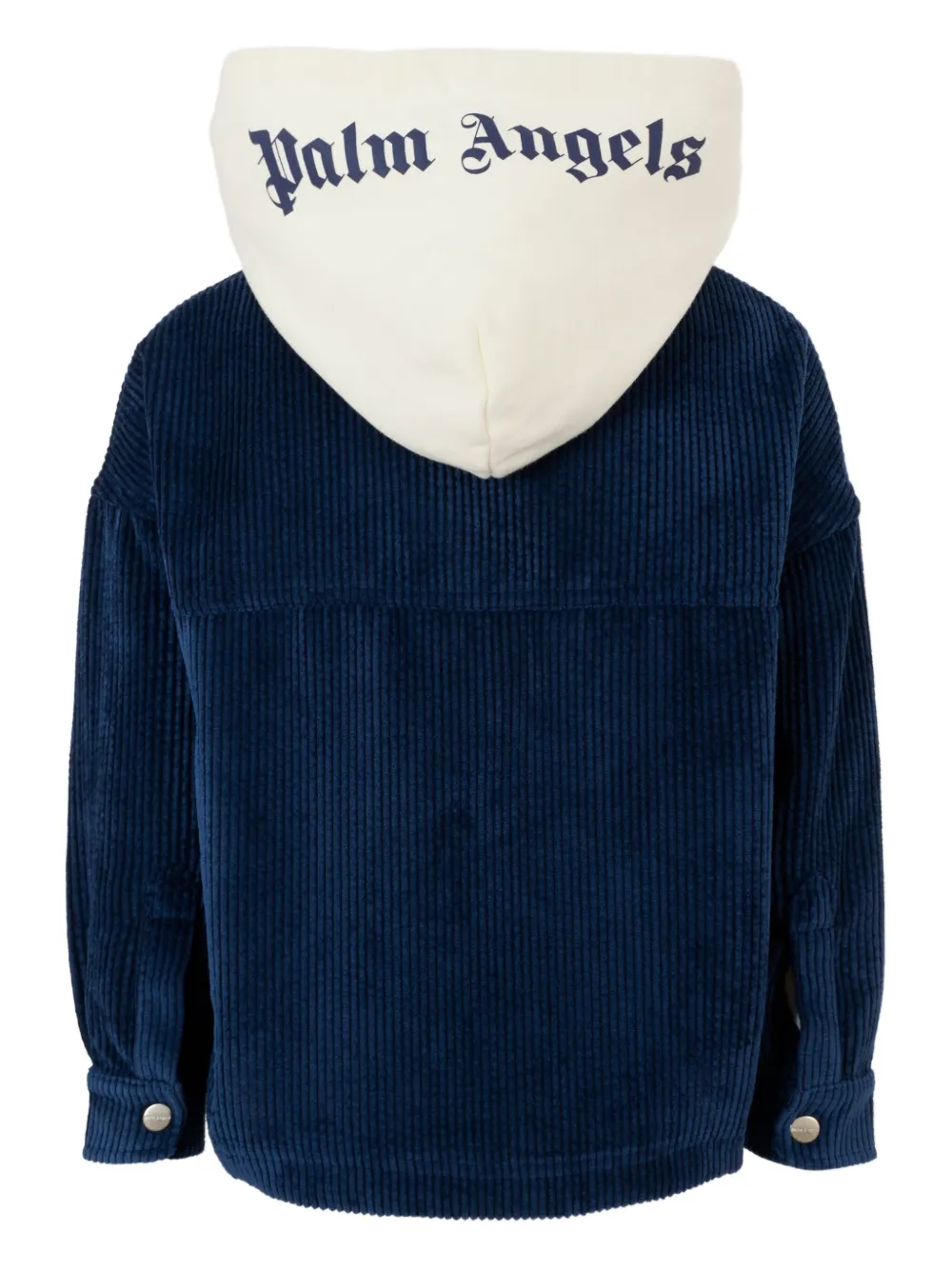 Вельветовая толстовка с капюшоном Palm Angels Kids, синий — фото 2