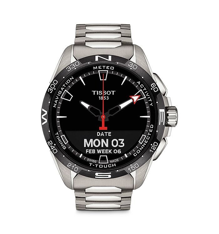 

Умные часы Tissot T-Touch Connect с солнечной батареей, 47,5 мм, черный
