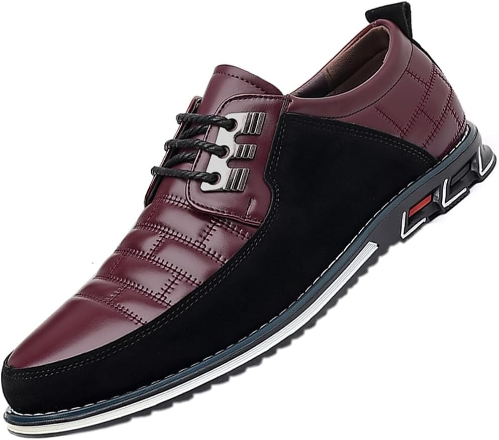 

Мужские премиальные повседневные обувь на шнуровке для прогулок, деловые туфли-оксфорды для вождения Welrung, красный