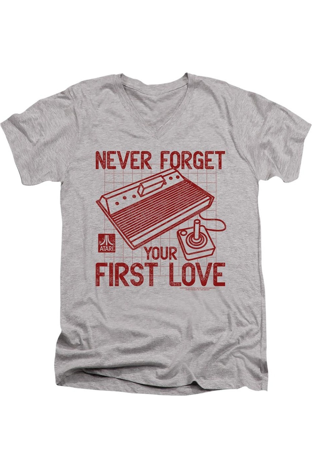 

Футболка Atari First Love с коротким рукавом и V-образным вырезом для взрослых из хлопка премиум-класса Gildan, цвет athletic heather