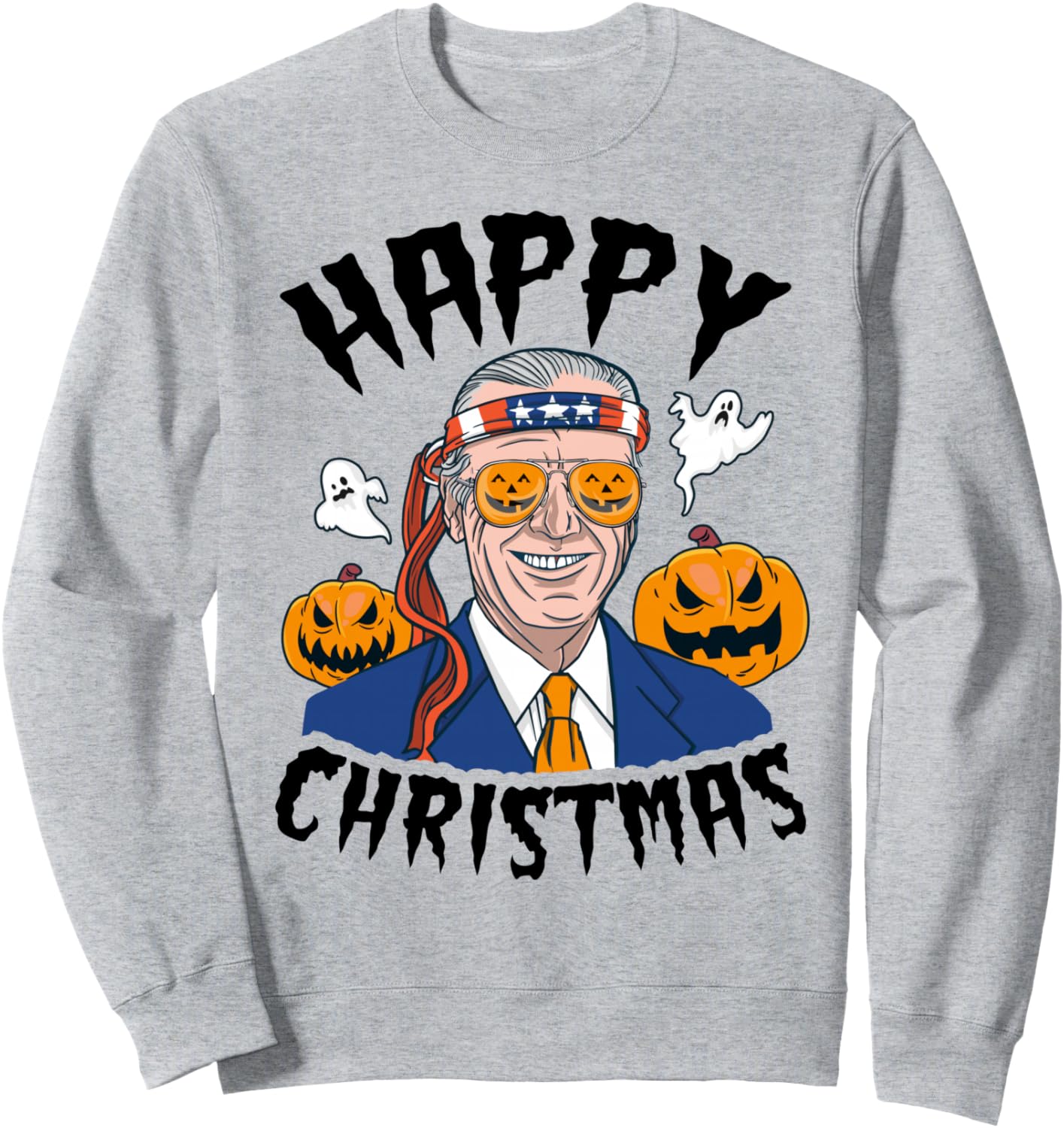 

Счастливого Рождества, Хэллоуина, шутки, тыквы, Бу, Фанни, Джо, Байден, толстовка Anti Biden Halloween & Christmas Gifts Men Women, серый