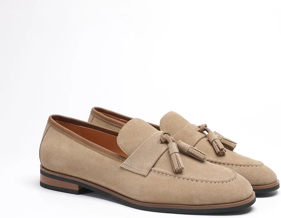 Лоферы мужские из телячьей кожи с кисточками, Light Brown (suede) FIAVOM — фото 2