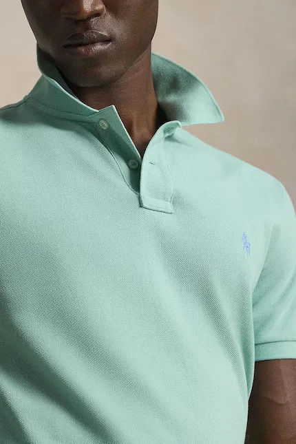 Поло хлопковое slim fit Polo Ralph Lauren, бирюзовый — фото 4