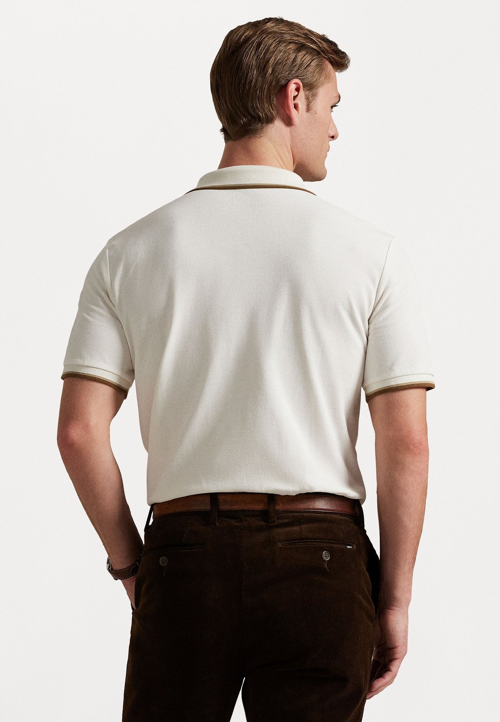Поло CUSTOM SLIM FIT MESH POLO SHIRT Polo Ralph Lauren, слоновая кость — фото 3