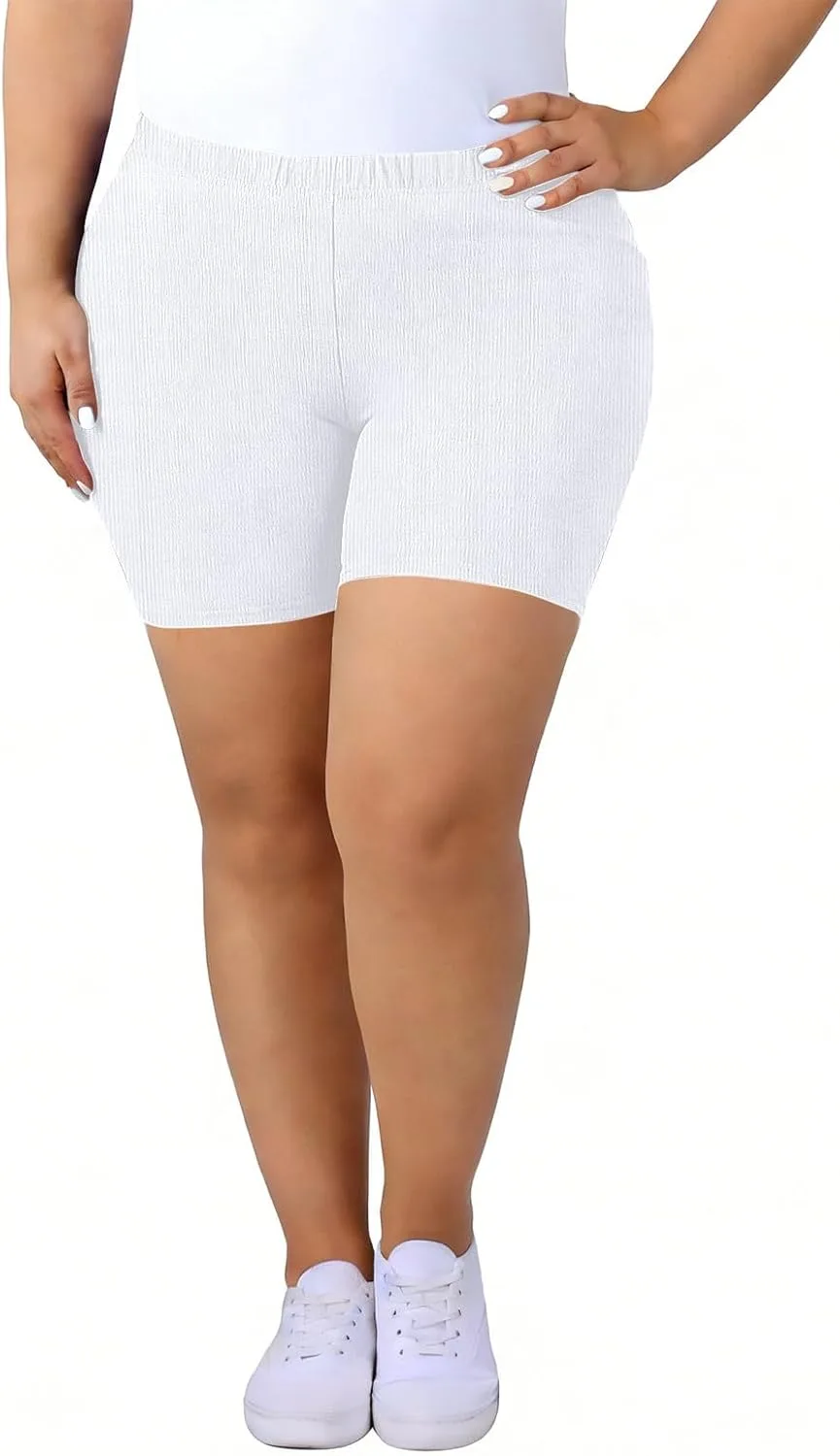 Женские шорты-леггинсы Plus Size High Waisted Ribbed для тренировок — фото 4