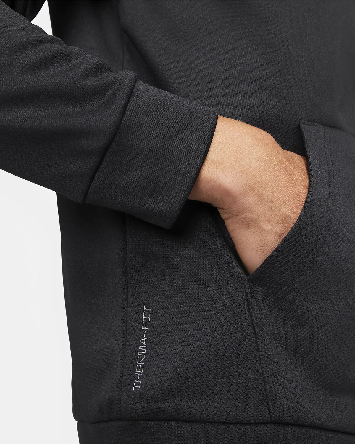 Мужская фитнес-куртка Nike Therma с полной застежкой-молнией Therma-FIT, Black/Black/White — фото 4