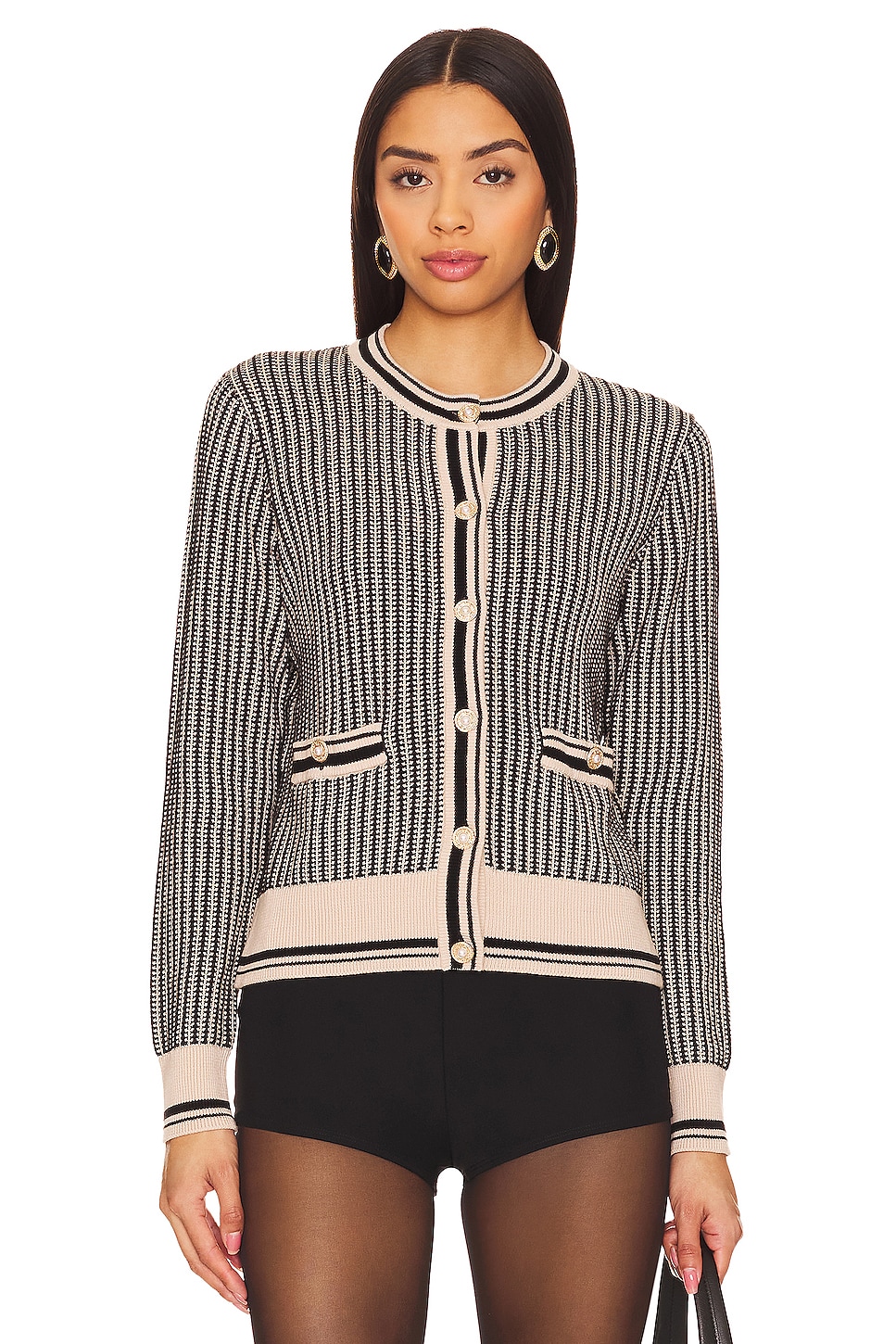 

Фактурный двухцветный кардиган Autumn Cashmere, черный
