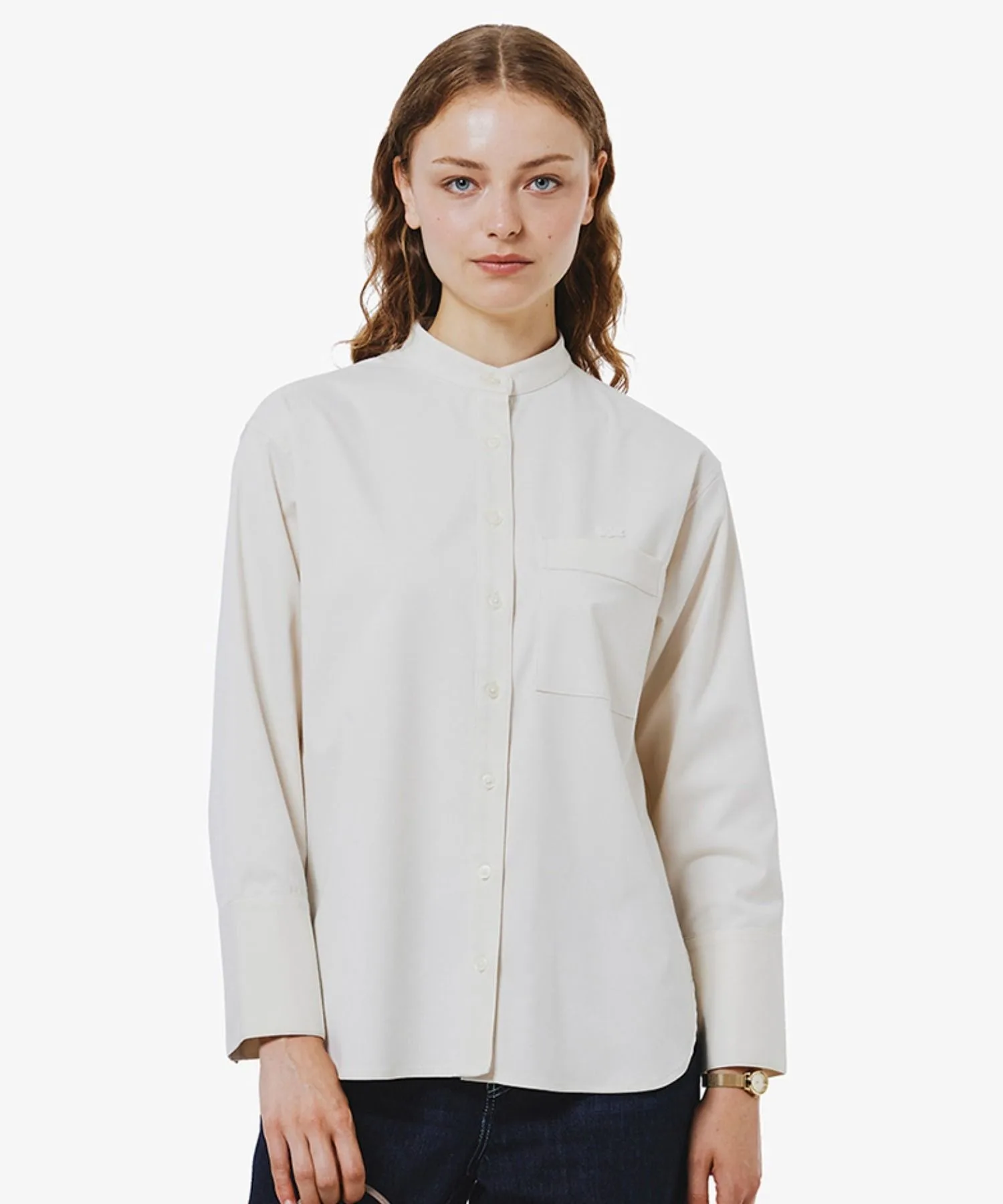 Рубашка женская LACOSTE с воротником-стойкой, Off-white