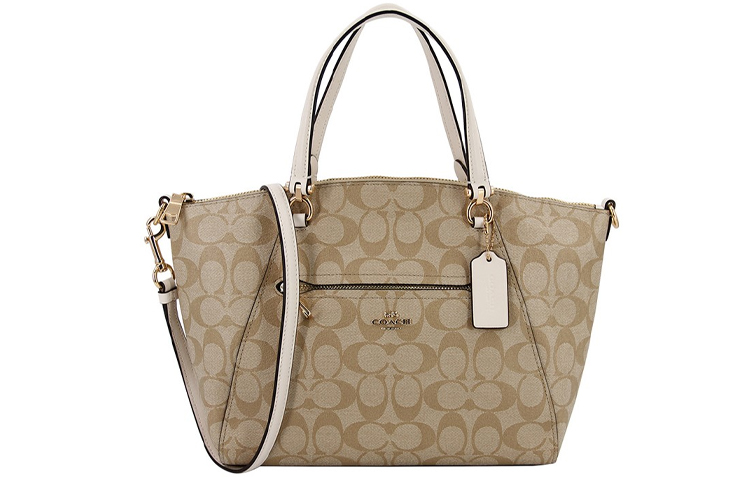 

COACH Сумка-пельмень prairie canvas с кожаными вставками, женская сумка, через плечо, кроссбоди, средний размер, brown