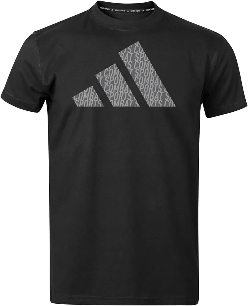 Футболка с коротким рукавом из хлопка Adidas - унисекс с принтом, для тренировок и повседневной носки, активная футболка для мужчин и женщин, ADICLTSPS-CS (US, Alpha, Small, Regular, Regular, Black/Grey)