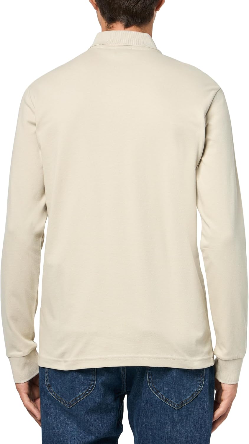 BOSS Мужская поло с длинным рукавом Slim Fit с квадратным логотипом, Navajo Cream — фото 2