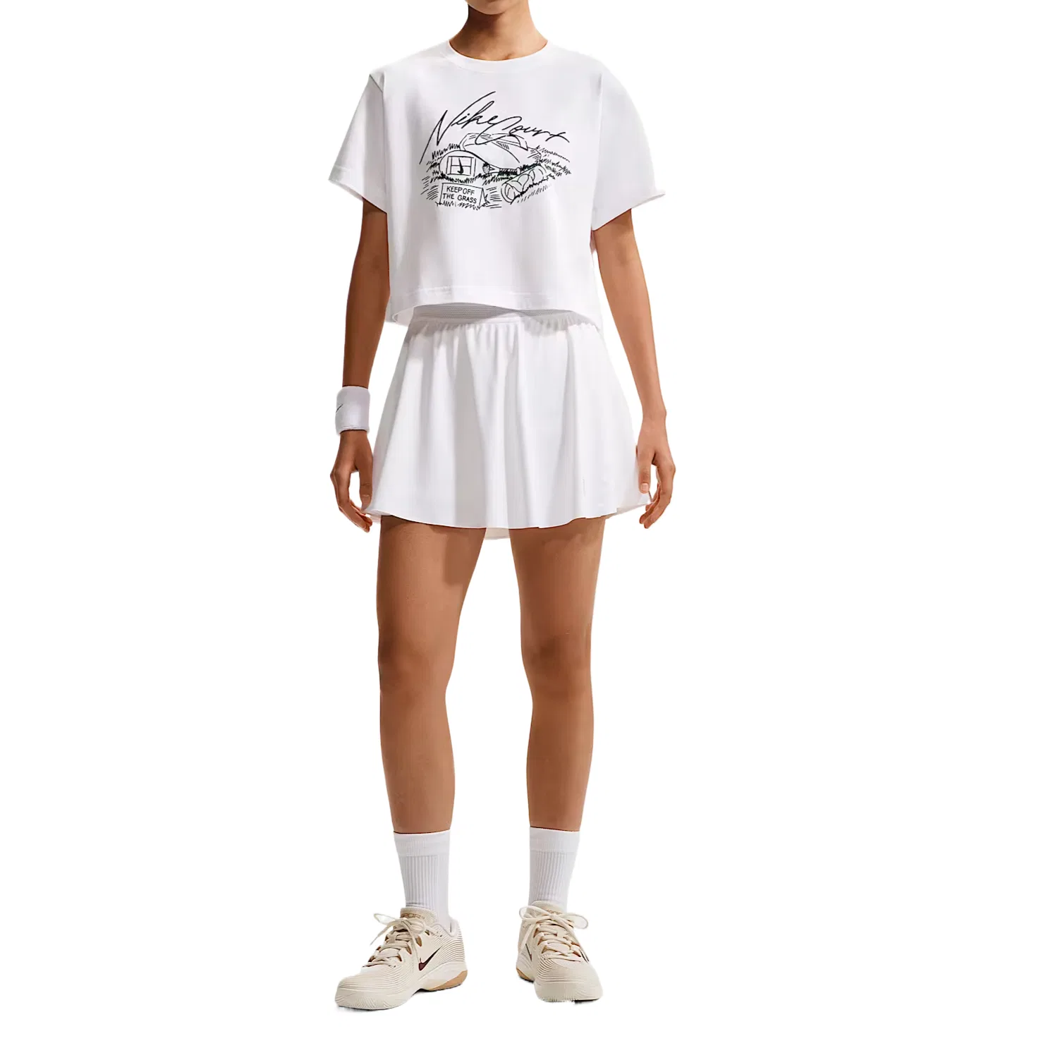 Теннисный топ женский White с круглым вырезом Moderate Nike