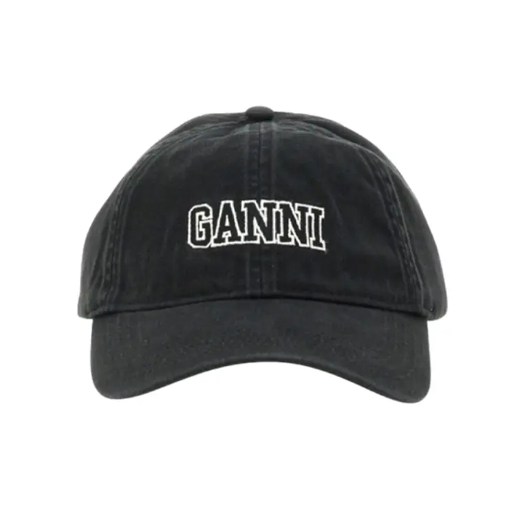

GANNI Бейсболка с вышитым логотипом и изогнутым козырьком, Black