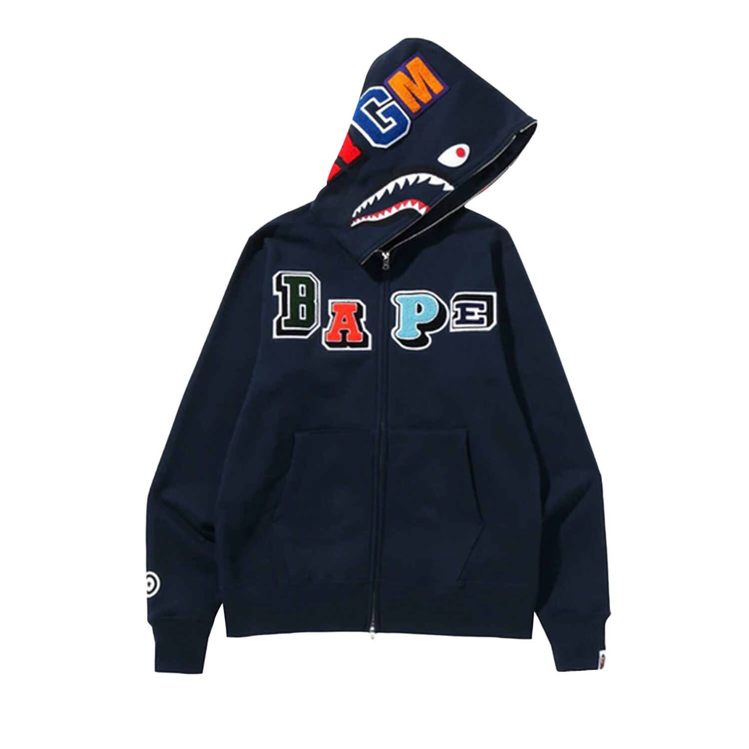 

BAPE Multi Fonts Толстовка с капюшоном на молнии во всю длину, темно-синий