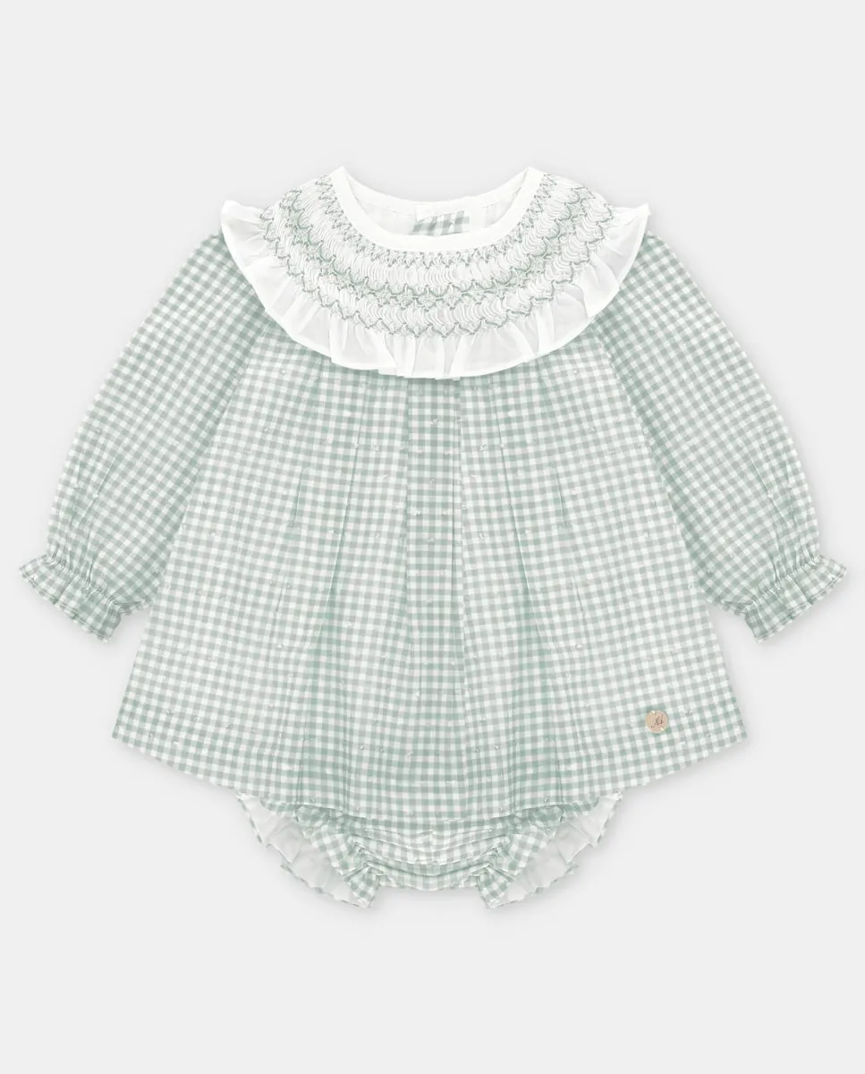 

Комплект для малыша платье и трусики с микроузором в зеленую клетку Martín Aranda