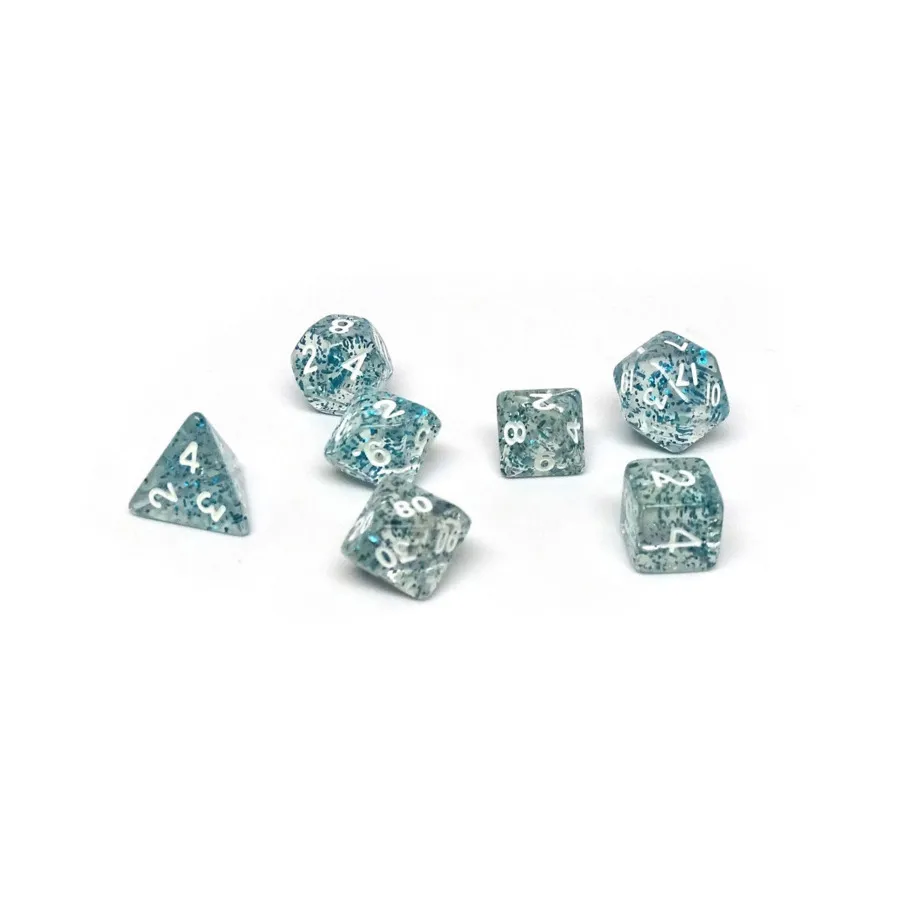 

Голубая блестка с белым (7), Dice - Mini 7 Piece Poly Sets (Easy Roller Dice)