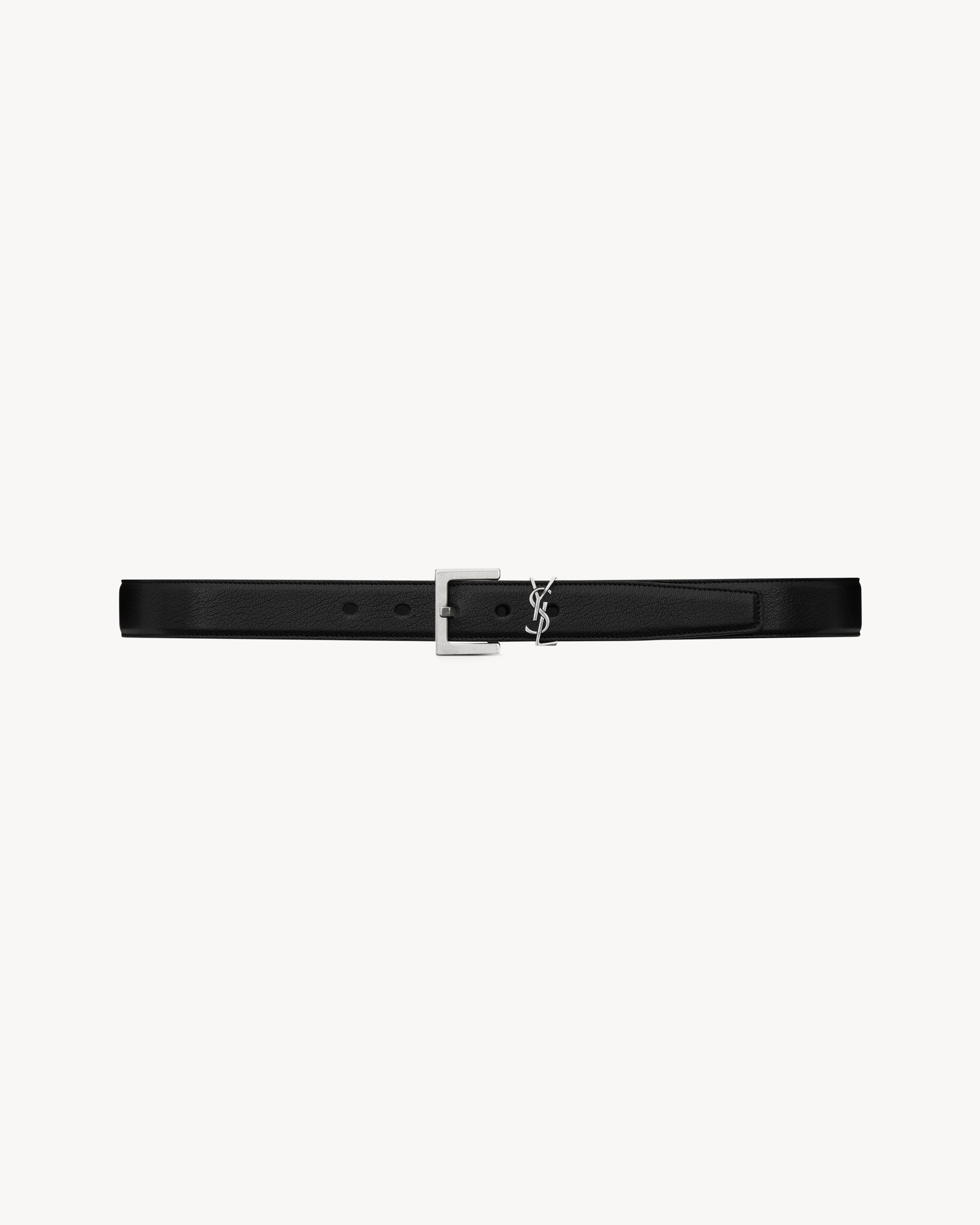

Ремень Cassandre из гладкой кожи Saint Laurent, черный