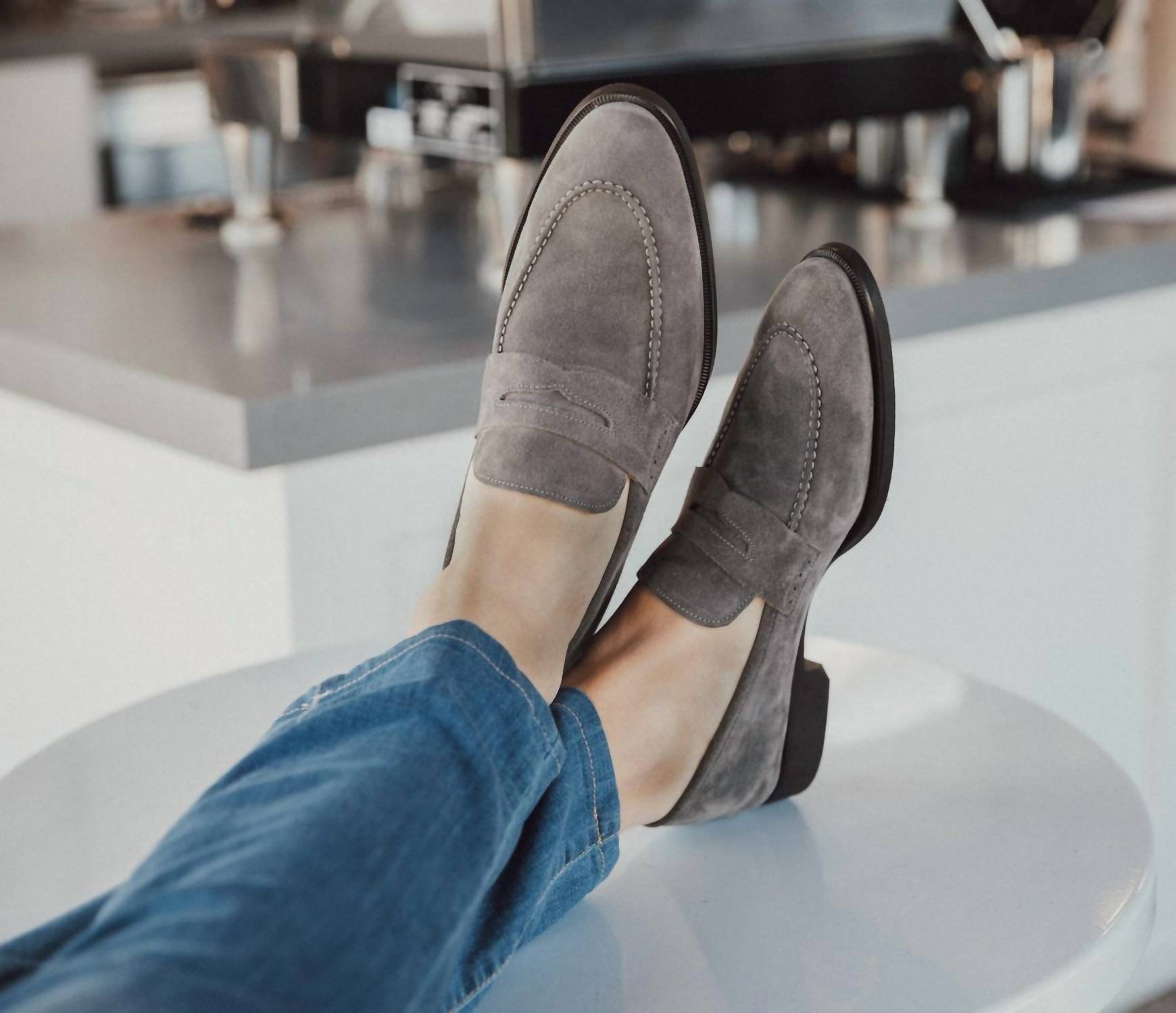 Мужские лоферы Sc524 Velour Peltro серые Scarpe di Bianco, серый — фото 4