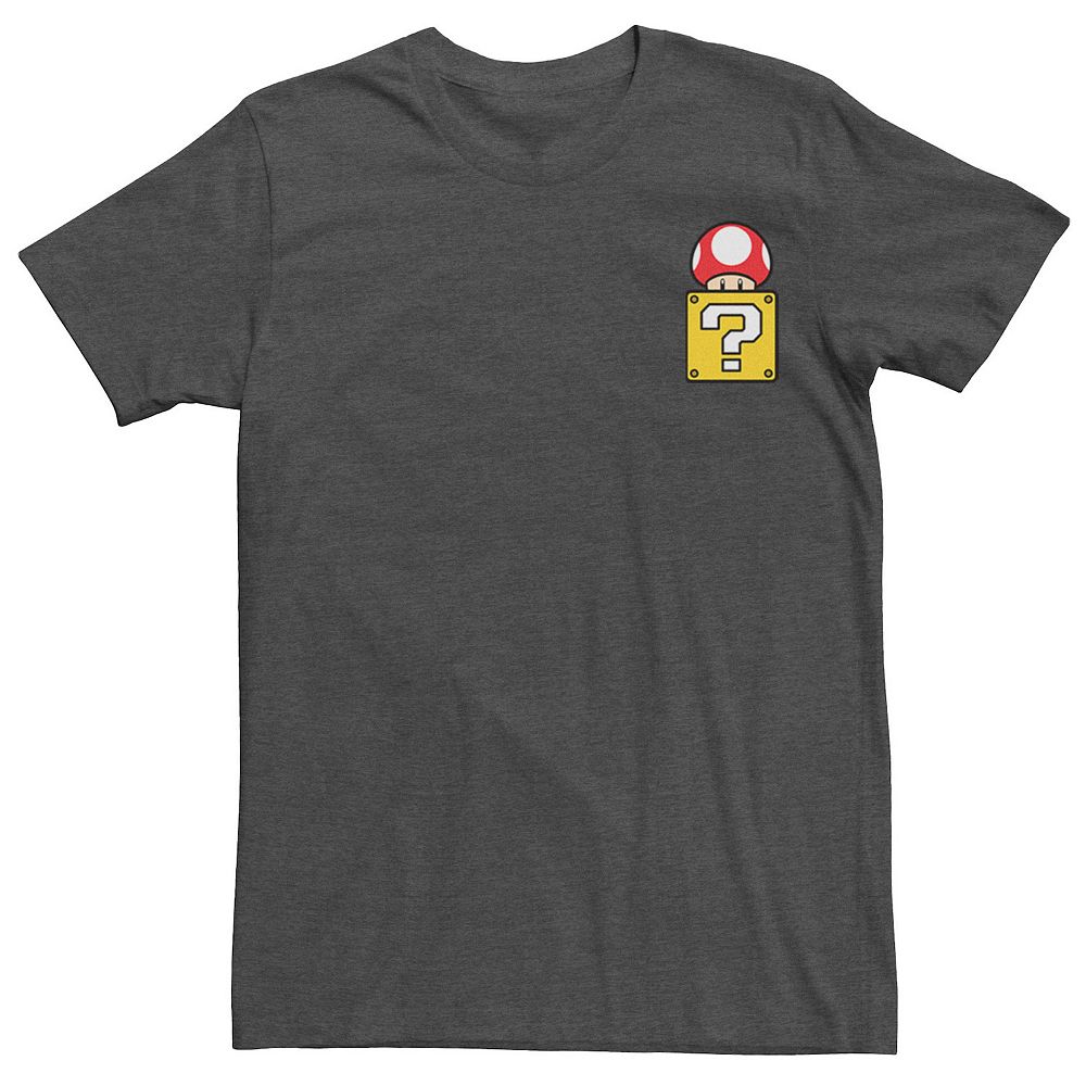 

Мужская футболка Super Mario Bros. Mushroom Power Up с левым нагрудным карманом Licensed Character, цвет Charcoal Heather