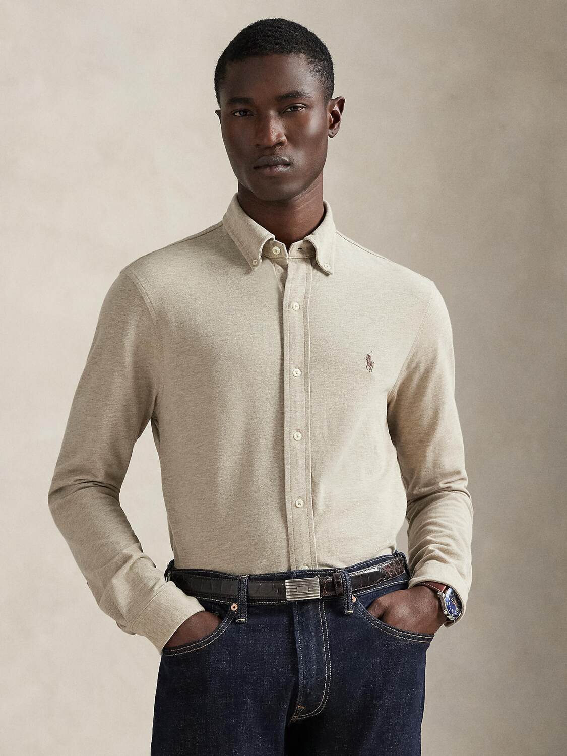 Polo Ralph Lauren Рубашка на пуговицах обычного кроя в крапчатом бежевом цвете — фото 2