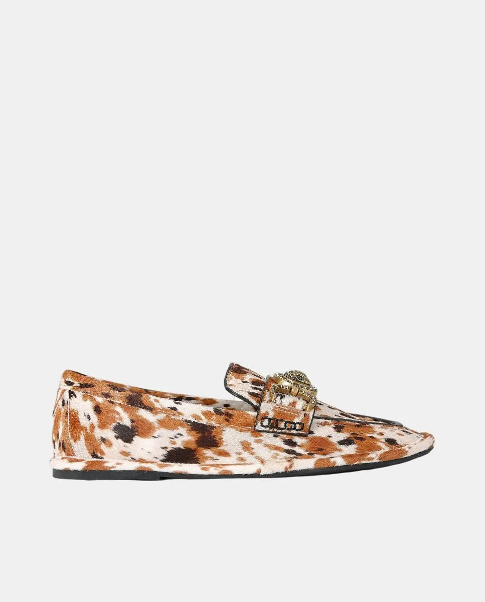 Женские мягкие мокасины из кожи с принтом Kurt Geiger, светло-коричневый