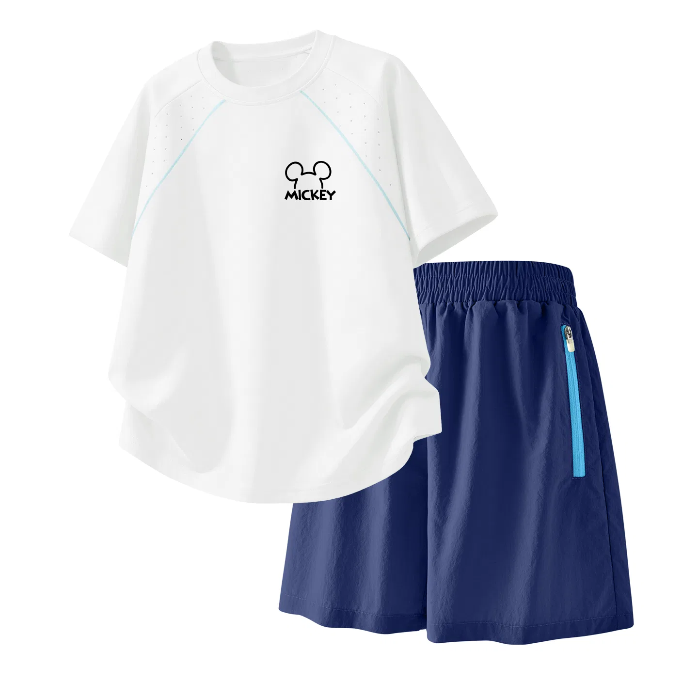 Детский спортивный костюм Casual Sportswear 2 Piece Set Disney, Thick Board H Line K Milkshake White+Solid Color Deep Sea Blue