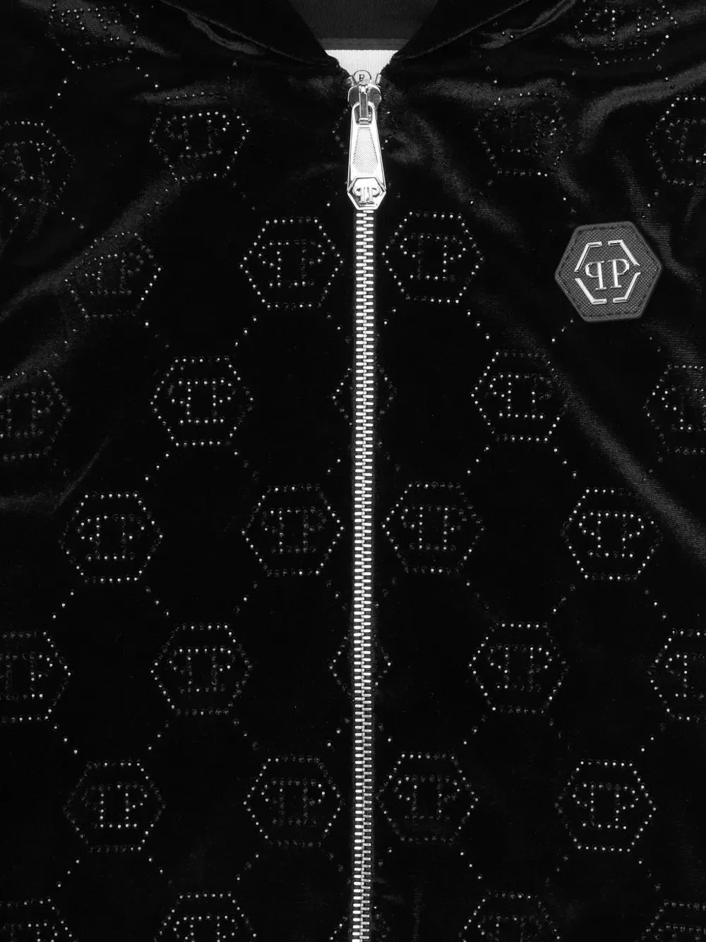 Спортивный костюм со стразовой монограммой Philipp Plein Junior, черный — фото 3