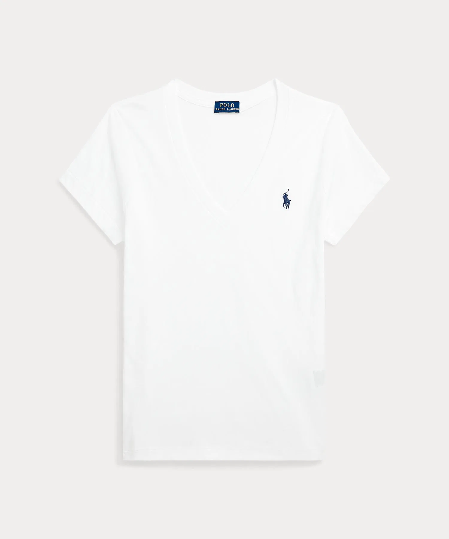 Женская хлопковая футболка POLO RALPH LAUREN V-neck белая — фото 2