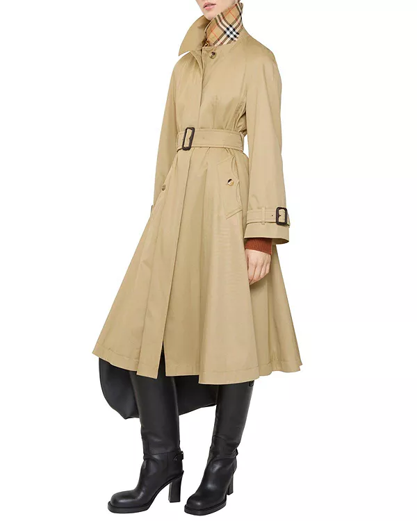 Пальто Burberry габардиновое клеш Эллингем, бежевый — фото 3