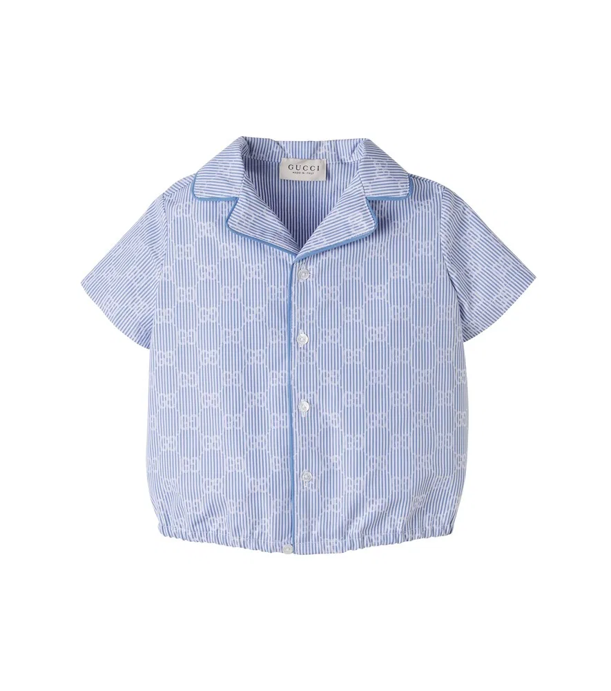 Детская полосатая хлопковая поплиновая рубашка Baby GG Gucci Kids, белый