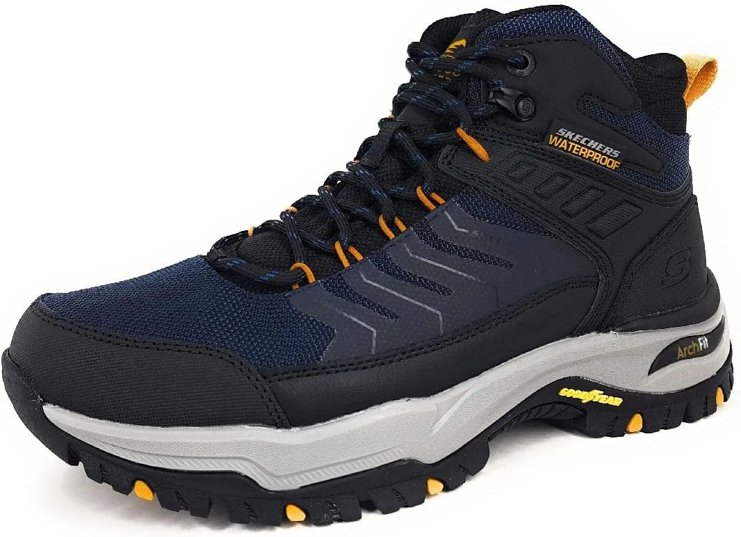 Мужские треккинговые кроссовки Skechers Arch Fit Dawson Raveno, Navy Black Leather Mesh