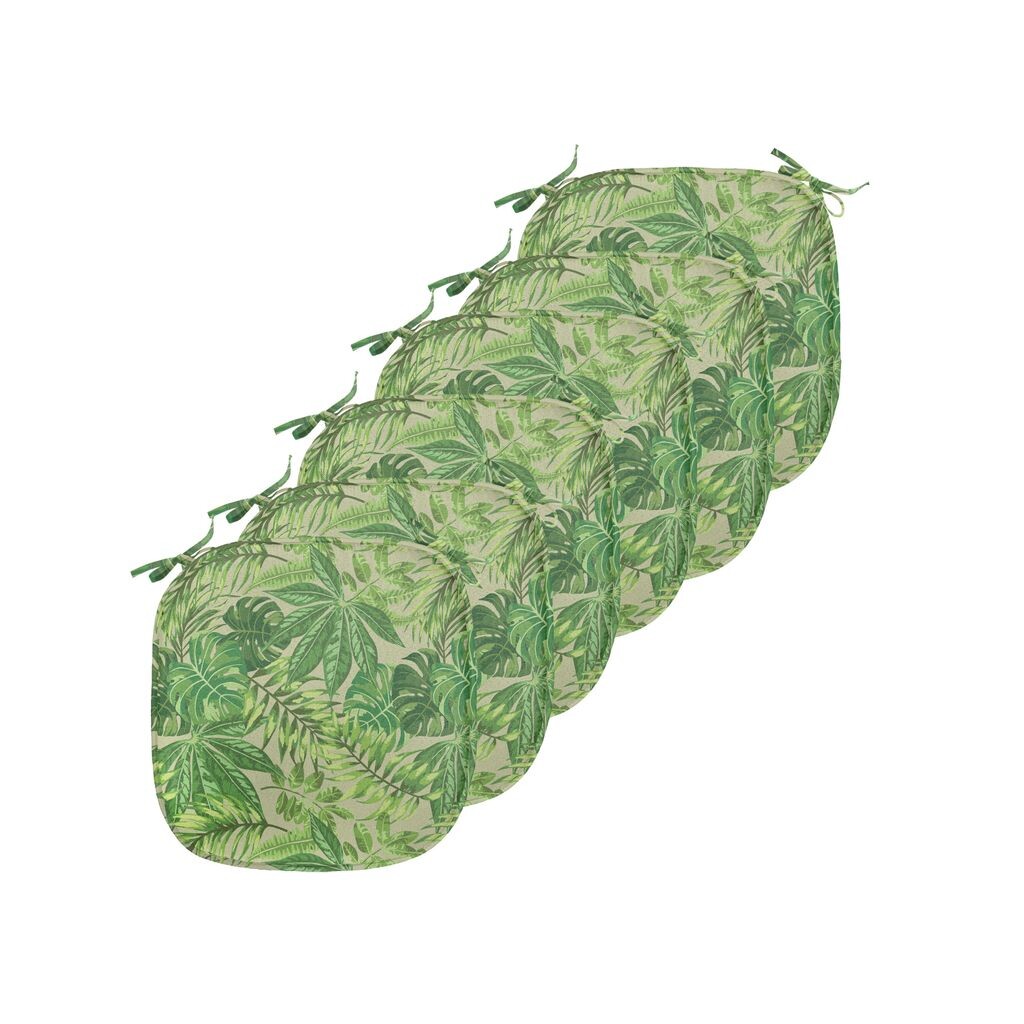 

Подушка для обеденного стула ABAKUHAUS Green Leaf, Fresh Jungle Aloha, декоративная водонепроницаемая подушка с ремнями для кухонных сидений, 40 см x 40 см — упаковка из 6 шт., цвет Apple Green Fern Green, зеленый