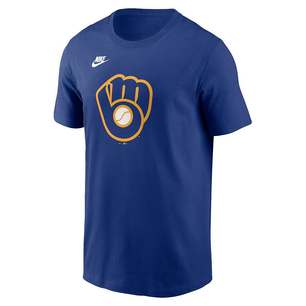 Мужская футболка с логотипом команды Nike Royal Milwaukee Brewers Cooperstown Collection, цвет Brw Blue — фото 3