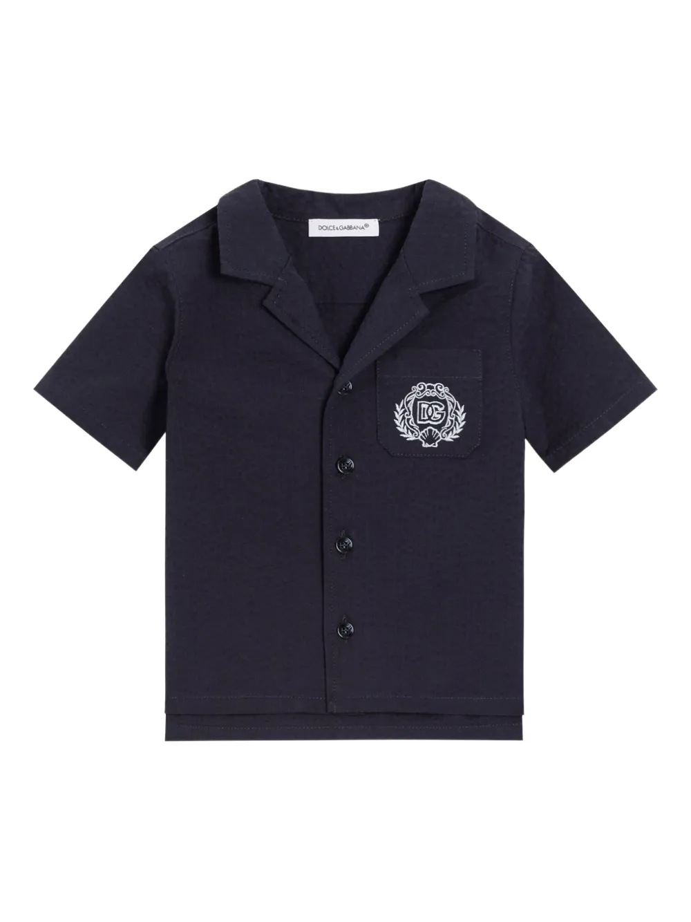 

Рубашка с короткими рукавами и вышитым логотипом Dolce & Gabbana Kids, синий