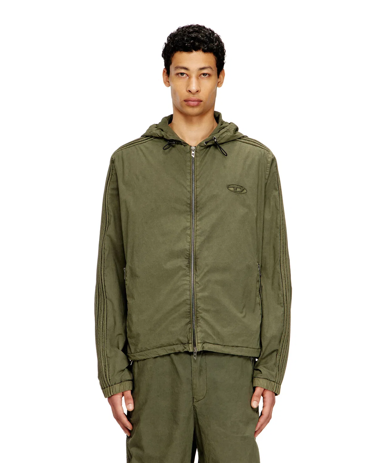 Куртка с капюшоном Diesel J-STITCH хлопок оливковый