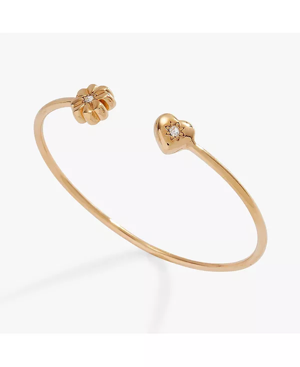 

Браслет-Манжета с сердцем и клевером, символизирующий любовь и удачу Alex And Ani, gold