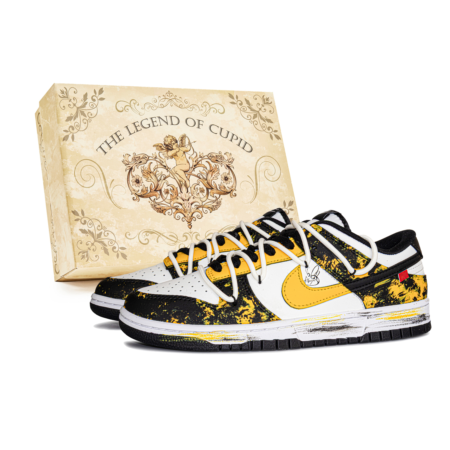 

Dunk Bee, Box устойчивые к истиранию низкие скейтборд кроссовки Unisex желтый Nike, черный