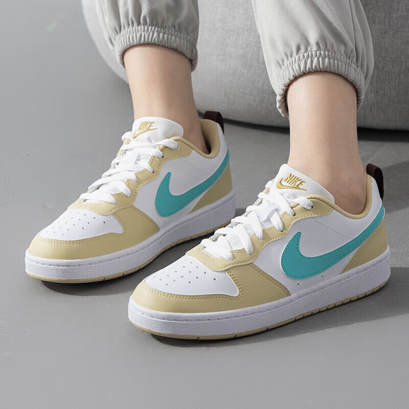 Nike Court Borough COURT BORO Противоскользящие износостойкие низкие детские скейтбординговые кроссовки Желтый Белый — фото 3