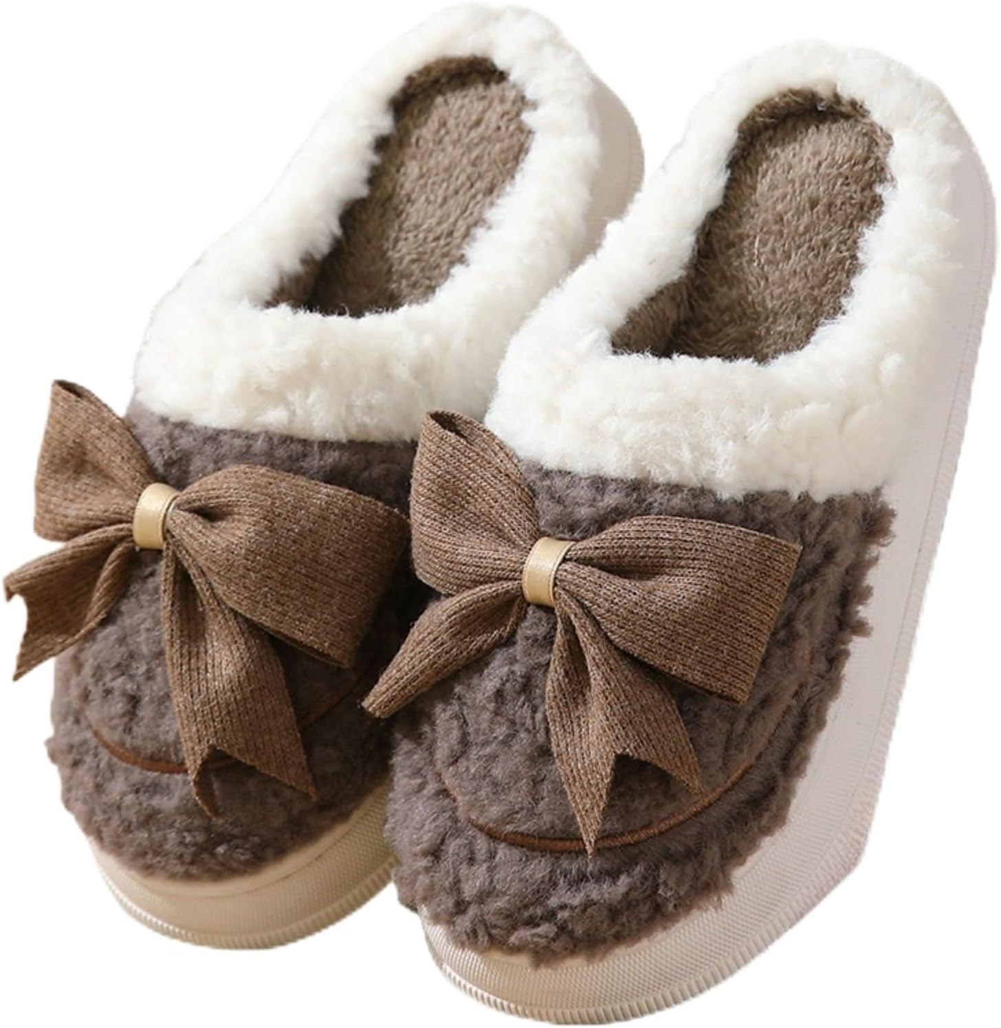 

Милые тапочки с бантом для женщин и мужчин, розовые, пушистые, мягкие, для дома и улицы, теплые, с нескользящей подошвой Elirar