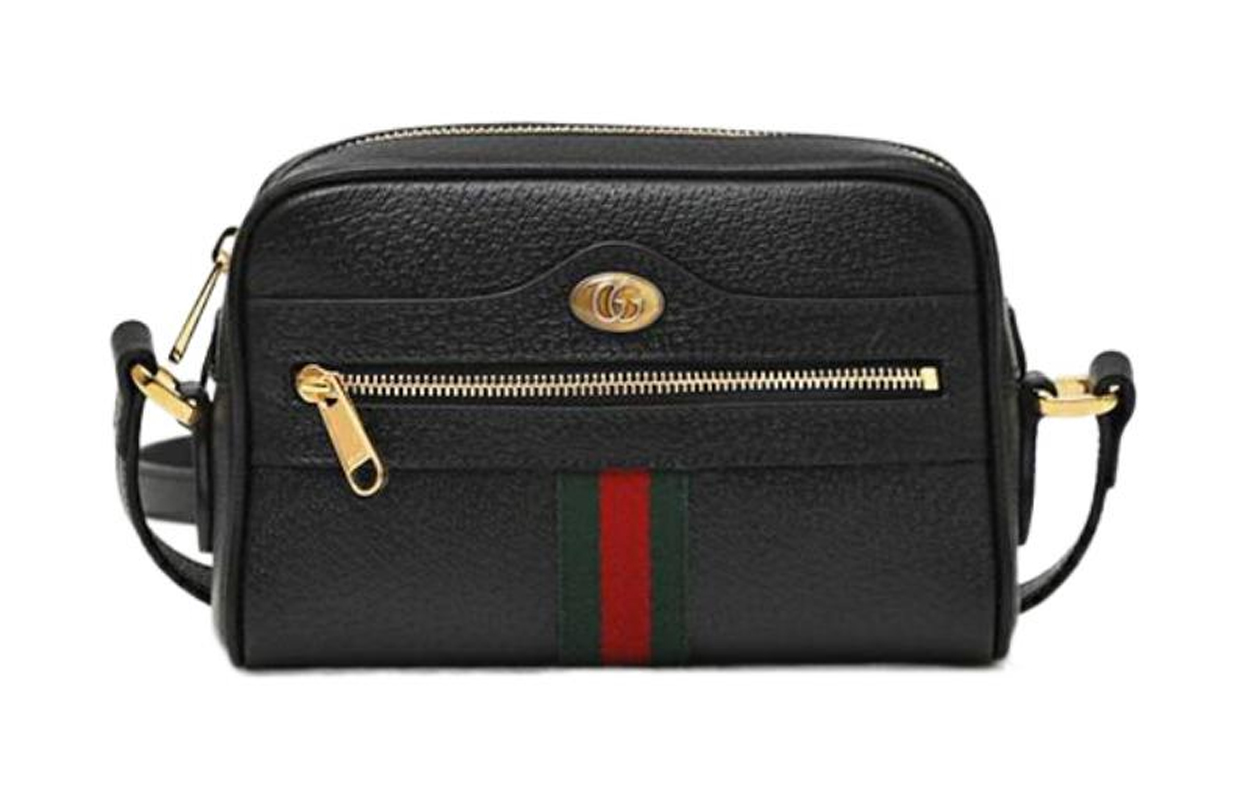 

GUCCI Кожаная фотосумка через плечо миниатюрная женская черная