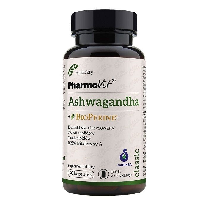 

Ашваганда в капсулах Pharmovit Ashwagandha + Bioperine, 90 шт