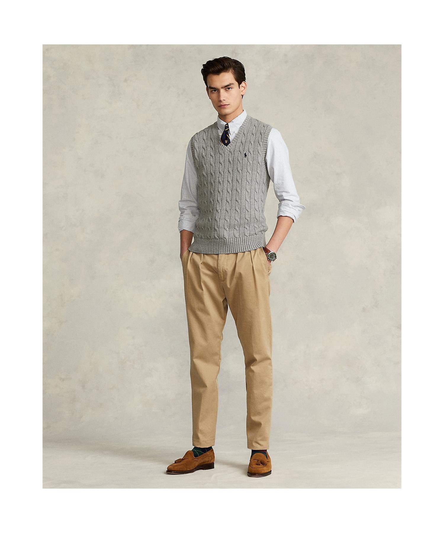 Хлопковый жилет с косами Polo Ralph Lauren, 020 Gray