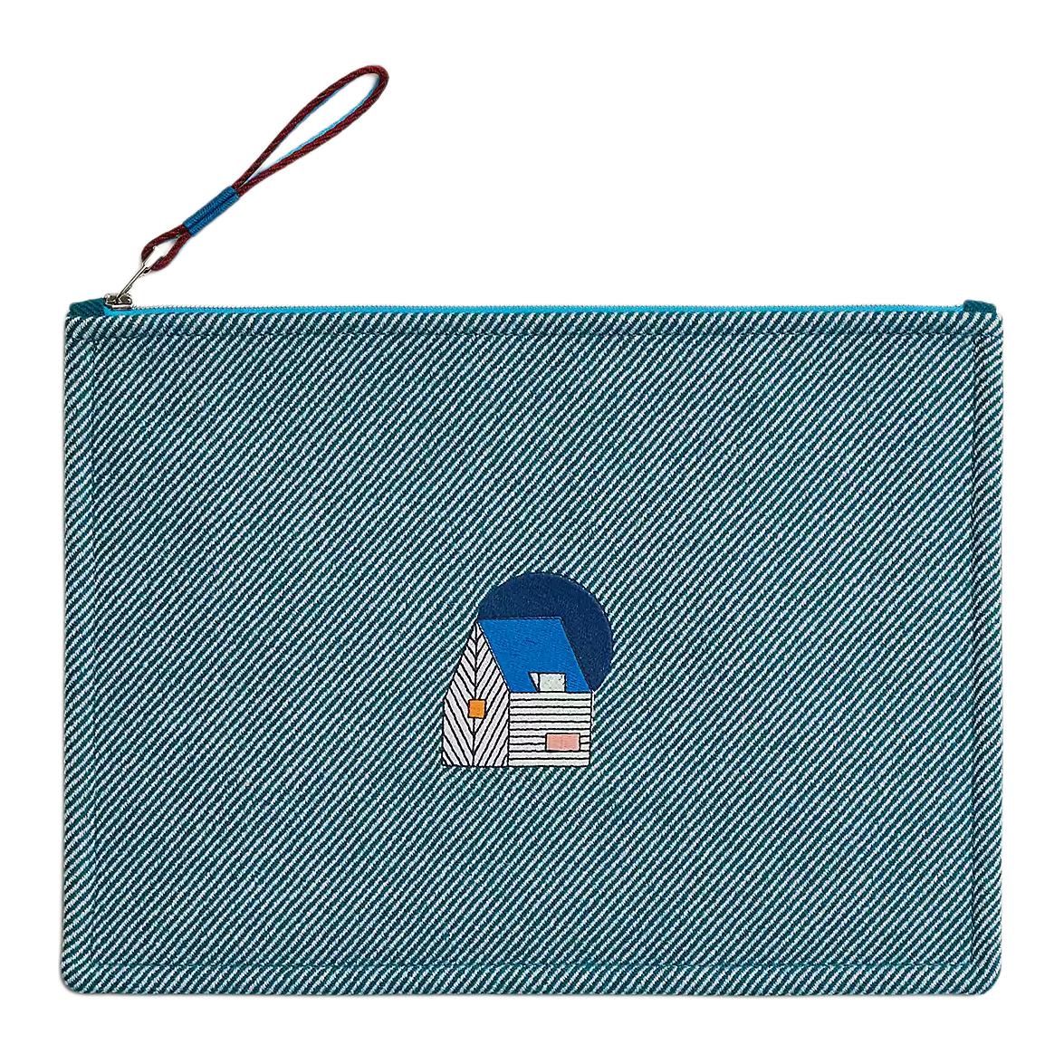 

HERMES Сумка-клатч Les Cabanes Wool Storage Bags Clutches Regular Kids, синие