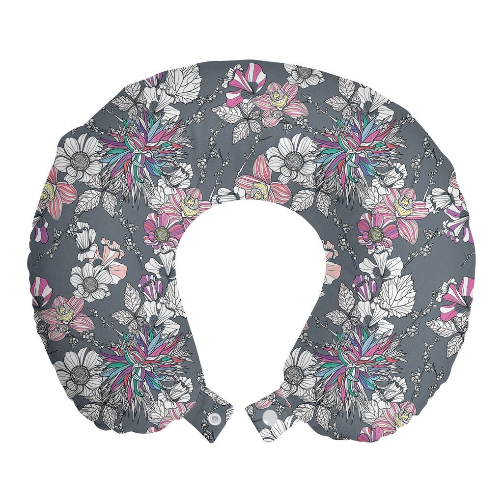 

ABAKUHAUS Flowers Travel Pillow Подушка для шеи, Декоративный пушистый георгин, Пенопластовые дорожные принадлежности для самолета и автомобиля, 30x30 см, Разноцветные