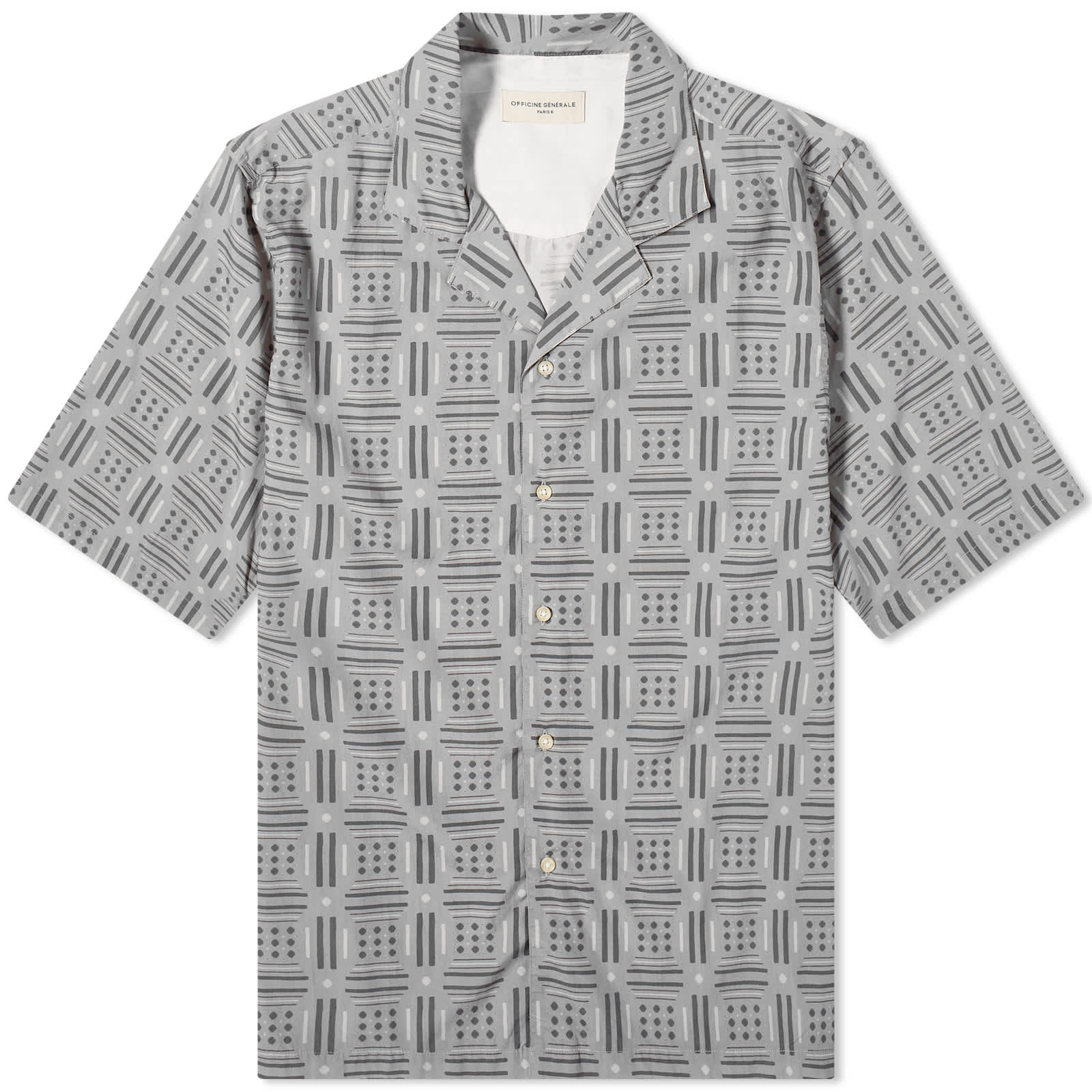 

Рубашка Officine Générale Eren Geomatric Print Vacation, цвет Grey & White