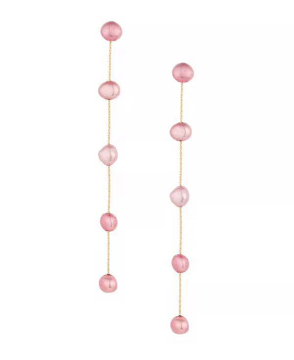 

Серьги из латуни с 18-каратным золотым покрытием и каплями пресноводного жемчуга Ettika, pink