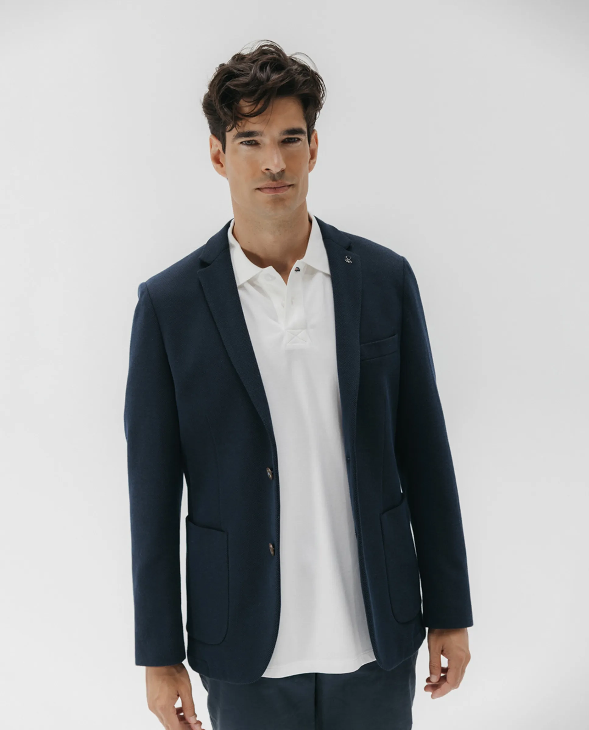 

Мужской пиджак из трикотажного материала El Pulpo, темно-синий