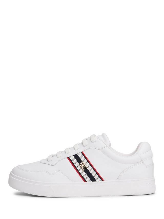 Кроссовки на кожаной подошве с полосатыми вставками Tommy Hilfiger, White — фото 2