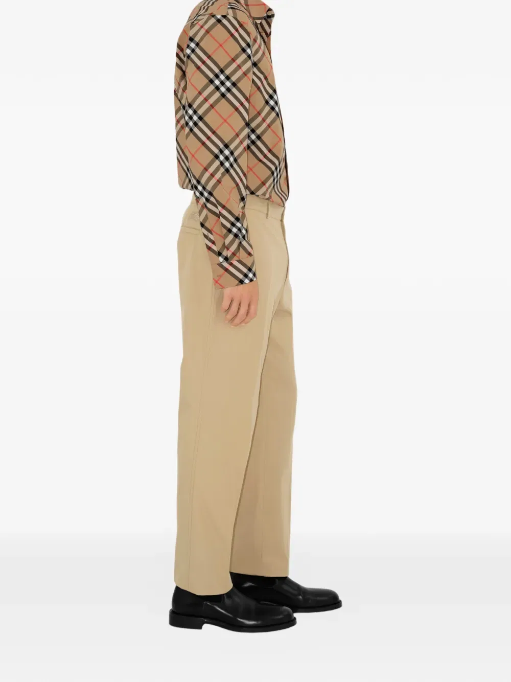 Рубашка Burberry из хлопкового поплина в клетку, свободный крой, песочно-бежевый — фото 3